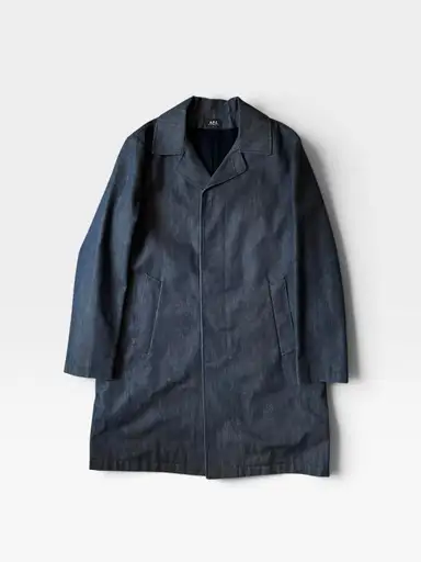 “A.P.C.”  Indigo cotton design wool lining denim coat