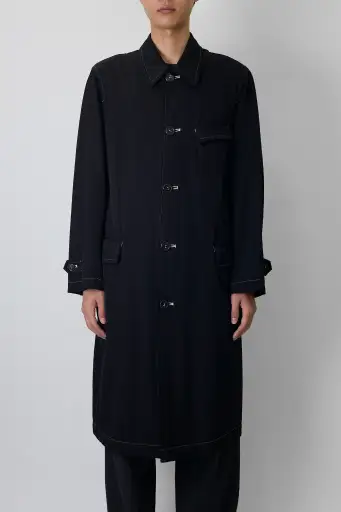 COMME DES GARCONS HOMME HOMME DESIGNED BLACK WOOL LONG COAT