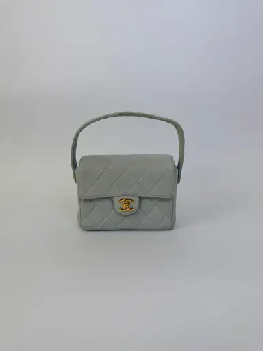 Chanel Vintage Suede Quilted Handbag Blue