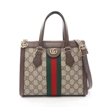 GUCCI Ophidia GG Small Shoulder Tote Bag 547551 canvas leather Beige Brown Used