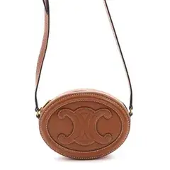 CELINE セリーヌ キュイルトリオンフ オーバルパース ショルダーバッグ タン カーフ 10I703DPQ ショルダーバッグ カーフ タン レディース【中古】460