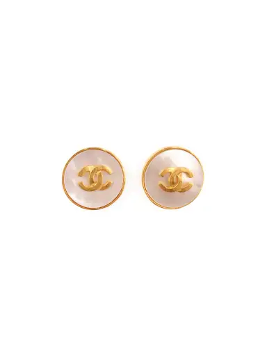 1995 CC Shell Clip-On Earrings