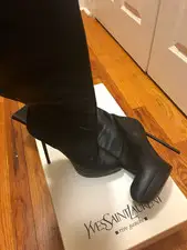 Yves Saint Laurent Rive Gauche Leather Platform Stiletto Boots 11