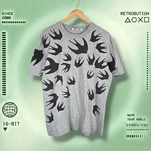 Alexander McQueen Swallow Graphic Shirt Gray Size M