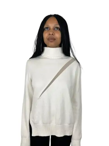 2015 Fall RTW Undercover Runway Asymmetrical Sheer Cutout Turtleneck Sweater (S)