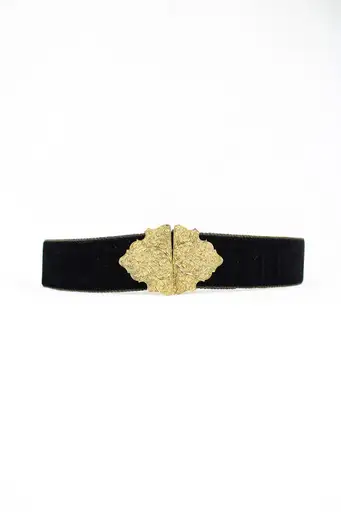 Baroque buckle belt black velvet gold