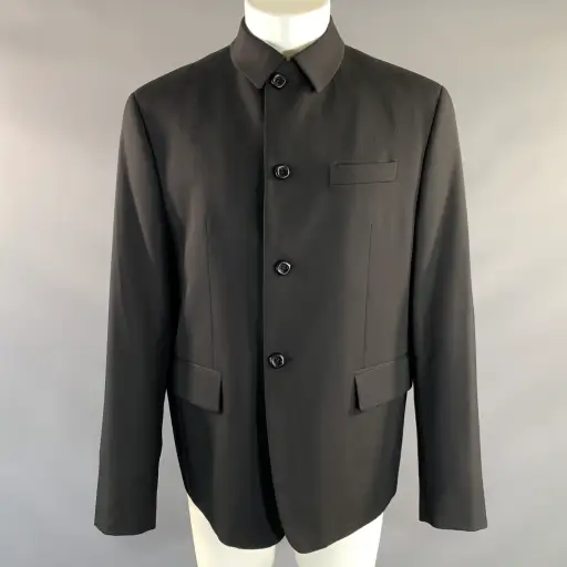 PRADA FW2011 Size 38 Black Wool Pointed Collar Jacket