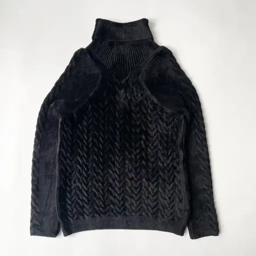Black Chenile Chevron Velvet Sweater