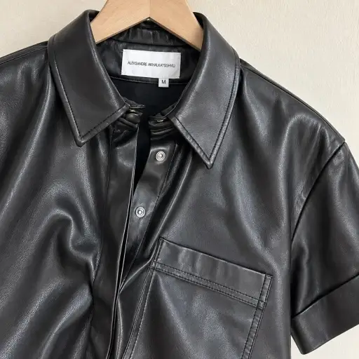 Aleksandre Akhalkatsishvili Black Vegan Leather Shirt