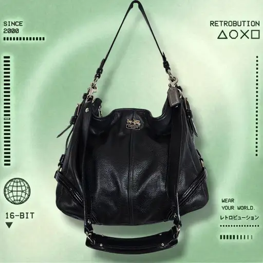 Coach 18901 Chelsea Pebbled Leather Hobo Slouch Shoulder Bag Purse Black