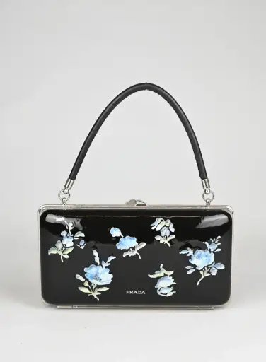 Prada Clutch Vernice Nera Fiori