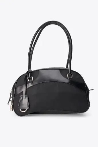 Vintage Prada Black Nylon Bowling Bag