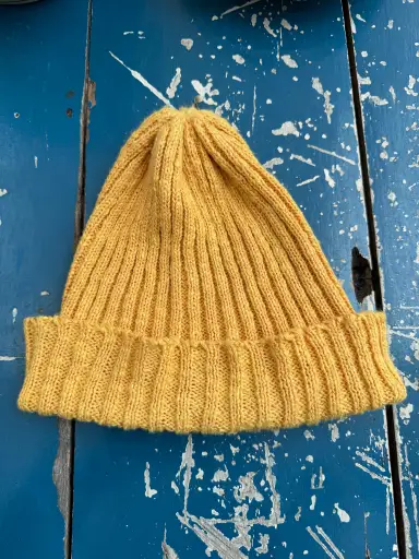 BEAMS Japan Made in England Mustard Yellow Rib Knit Beanie