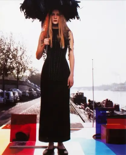 Yohji Yamamoto 2000SS Runway Contrast-Stitch Maxi Dress