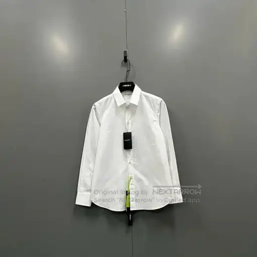 YSL Women's Spring Autumn White Cotton Long Sleeve Shirt .