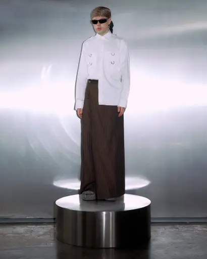 Pinstripe trousers w/ Wrap Overlay