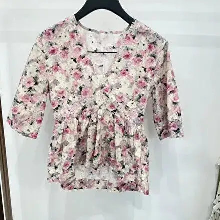 Ganni Orchid Smoke baskılı v yaka Bluz
