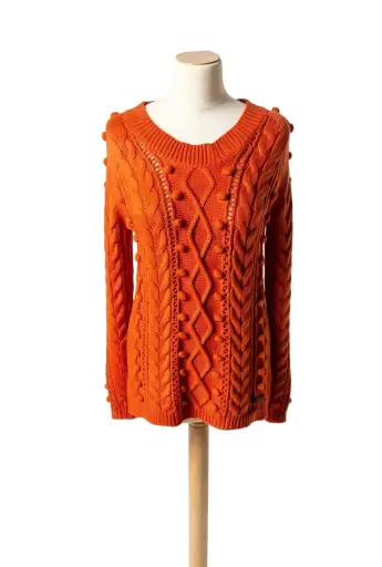 Burberry Sweater TS/S - Orange Cable Knit with Pom-Poms - Cotton Wool - €150
