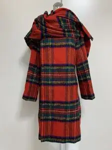 Jean Paul GAULTIER FEMME☆ケープ　ストール　マフラー付き　コート☆サイズ40☆タータンチェック※裏地にダメージあり☆ゴルチエファム