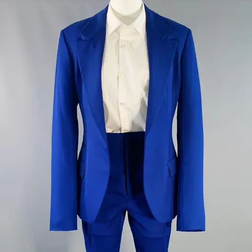 HAIDER ACKERMANN Size 36 Blue Royal Blue Wool Notch Lapel Suit