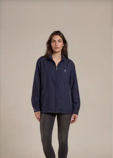 YSL Navy Striped-Collar Bomber Jacket