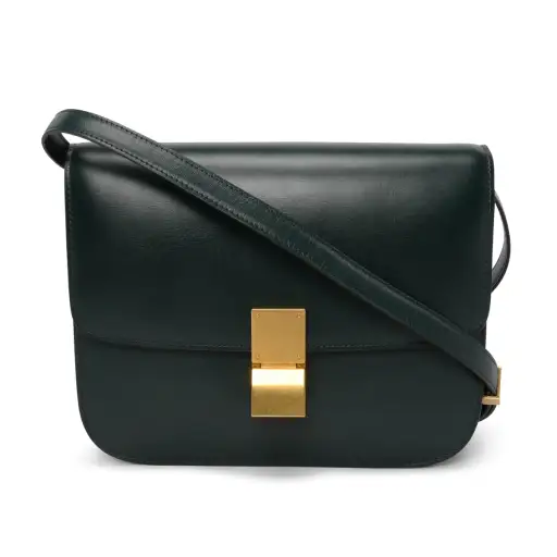 Celine Forest Green Box Calf Classic Box Bag