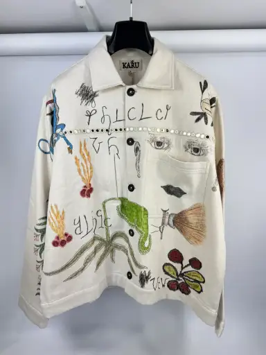x Small Talk Studio Karu Embellished Printed Denim Jacket