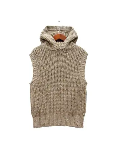 Brunello Cucinelli Sequins Knit Sleeveless Hoodie Sweater Cashmere Wool Beige