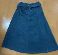 c/e コーデュロイ フレアスカート ベルト付き