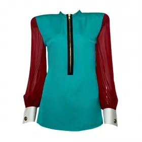 Zipper Top with Red Sleeves