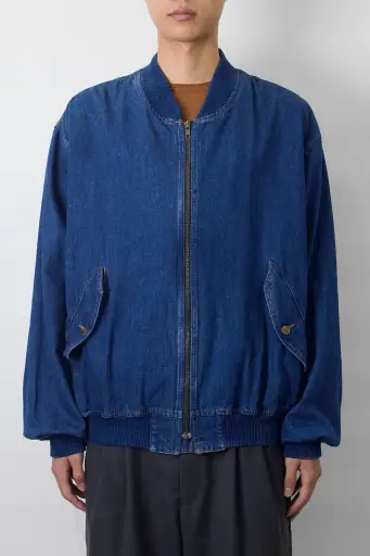EMPORIO ARMANI INDIGO DENIM SHORT BOMBER JACKET MADE IN ITALY