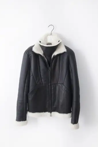 AW10 Geo shearling leather jacket