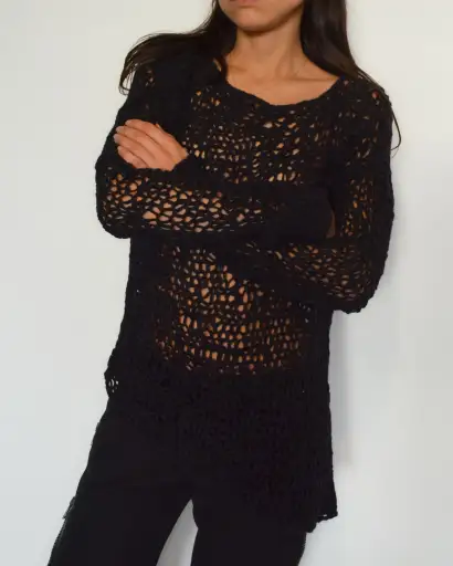 OPEN KNIT ASYMMETRIC SWEATER