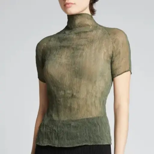 ISSEY MIYAKE CHIFFON TWIST-3 SHORT SLEEVE TOP