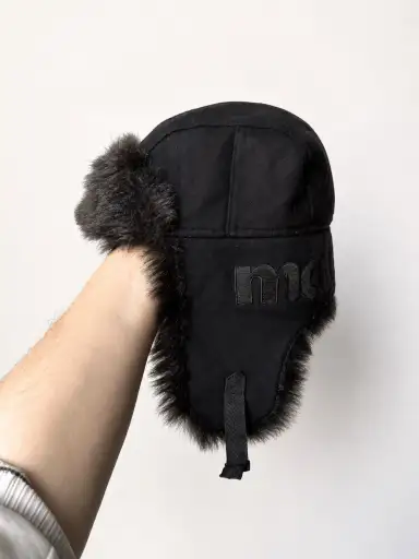 Mackenzie Vintage Black Faux Fur Ushanka Trapper Hat