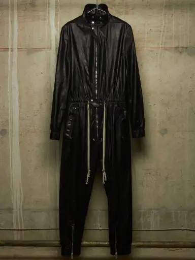 Rick Owens SS24 "LIDO" Black Calf Leather LUXOR Flight Jumpsuit