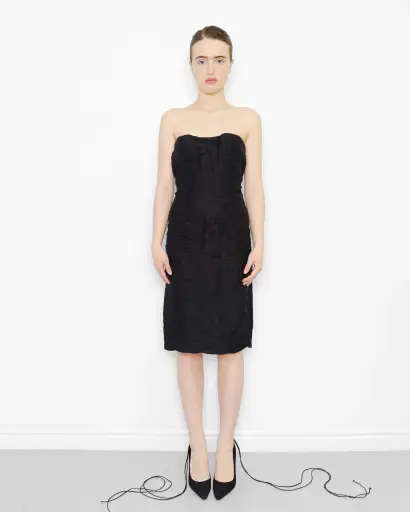 S/S2001 rushed strapless dress