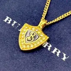 希少 Burberry バーバリー ネックレス シールド 盾 ラインストーン