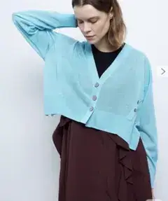 LANVIN en Bleu ショートメニーウェイカーディガン　ブルー