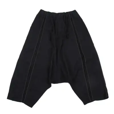 Yohji Yamamoto POUR HOMME Cotton Line Switching Dropped Crotch Pants Black 3