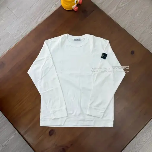 Stone Island White Hoodie with Sleeve Tag XL