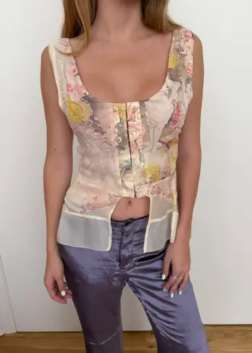 Roberto Cavalli 2007 Printed Silk Tank