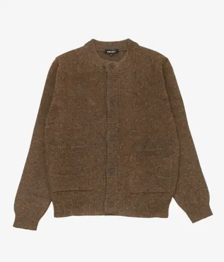 EVAN KINORI ''CREWNECK CARDIGAN | TOP DYED WOOL'' (DARK OLIVE)