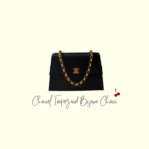 Rare! Chanel trapezoid black satin bag with 24ct gold bijoux chain