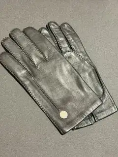 HERMES ボタン付き レザーグローブ ブラック