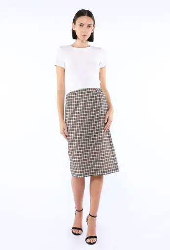 Checked Stretch Georgette Skirt, 2025
