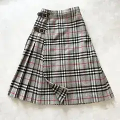 バーバリーズ ノバチェック プリーツスカート グレー ベルト ヴィンテージ