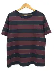 セリーヌ CELINE トリオンフ刺繍 ラージ ボーダー 半袖 Tシャツ 2X58H997V.28KJ XXL ボルドー ブラック ブランド古着ベクトル 中古261019