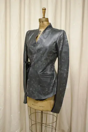 S/S25 Rick Owens ‘HOLLYWOOD’ Distressed Leather Wrap Jacket
