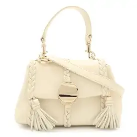 Chloe クロエ ペネロペ ミニ ハンドバッグ ワンハンドル 2WAY ショルダーバッグ 斜め掛け レザー アイボリー ゴールド金具 【中古】